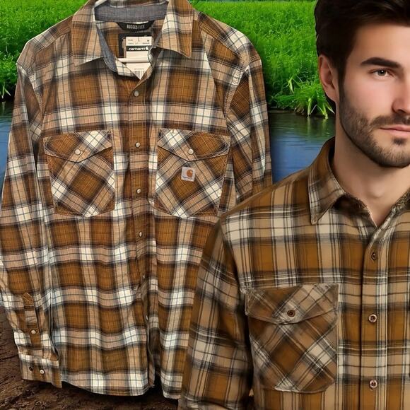 Carhartt Other - Carhartt Men's Rugged Flex Relaxed Lightweight Long-Sleeve Snap Plaid Shirt M